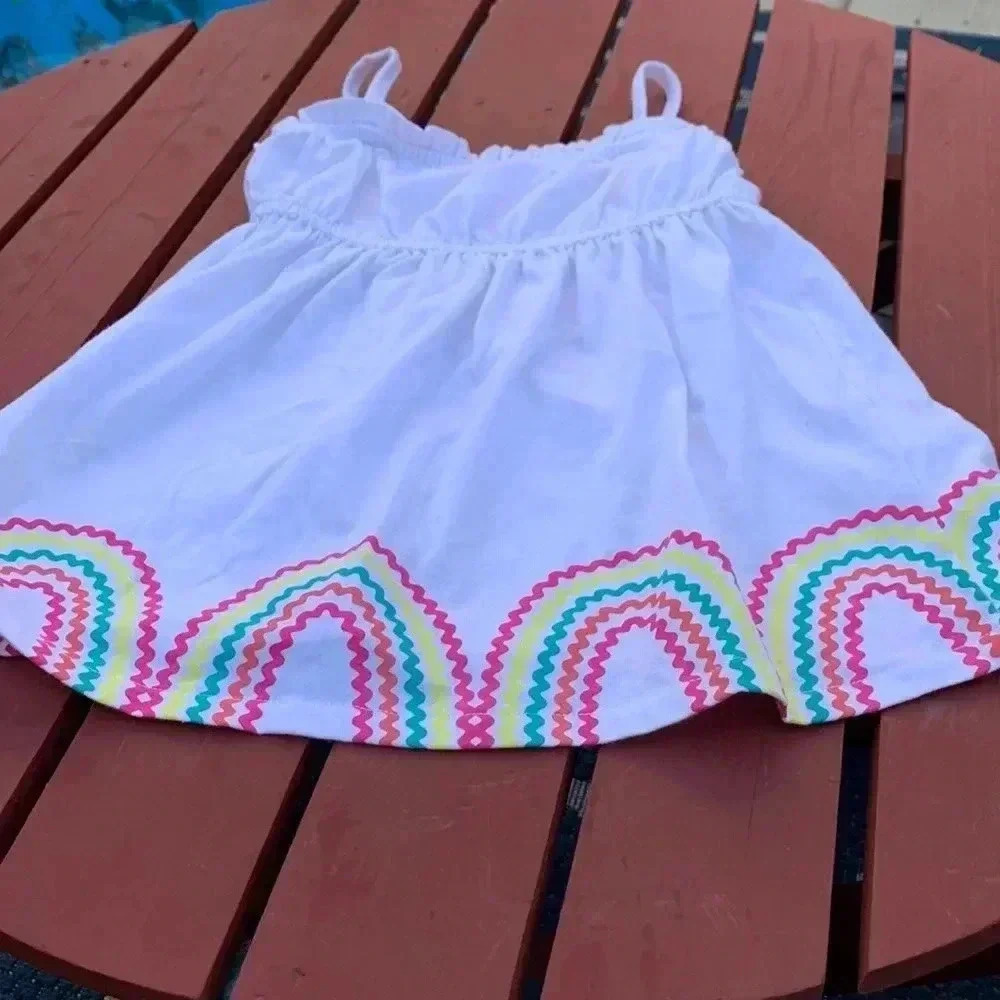 (5 for $25) bright white sundress w elasticized top area NWOT